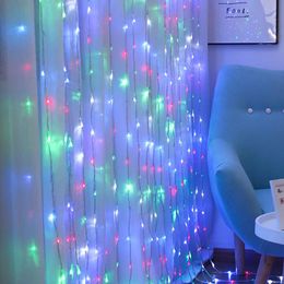 Strings 3X3M Curtain Fairy String Light Christmas For Wedding Home Party Decoration Garland Lights 220V EU Plug