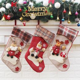 Novelty New Year Christmas Sock Decorations Gifts Santa Snowman Socks Household Festive Party Tree Pendants Cartoon Elk Claus Snowflake Kids Present Bags 2022