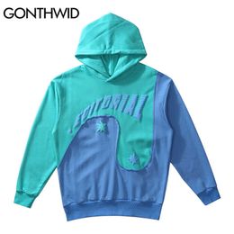 GONTHWID Hoodies Harajuku Colour Block Patchwork Hooded Streetwear Hip Hop Fashion Mens Casual Cotton Pullover Tops Outerwear H0910