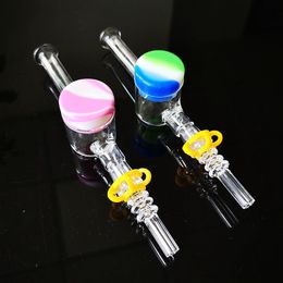 Nector Collector Colorful Smoking Hand Pipes Tobacco Accessories Glass Spoon Oil Burner Pipe Hookahs 18CM NC17