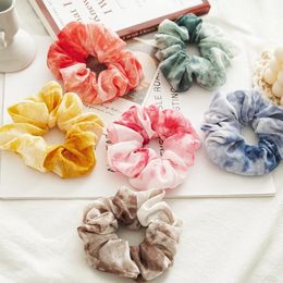 7Colors Tie Dyed Scrunchies Elastic Hair Bands 2021 New Sweet Women Girls Hair Accessories Ponytail Holder Hair Ties Ropes
