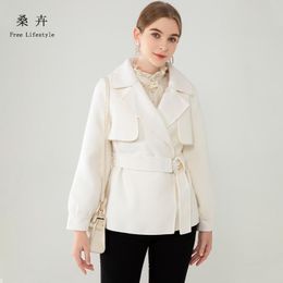 Women's Wool & Blends 2021 Winter Fashion Design Sense Personality Niche Waist Thin Ins High-end Windbreaker Jacket