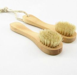 hot Face Cleansing Brush for Facial Exfoliation Natural Bristle brush for Dry Massage brush with Wooden Handle