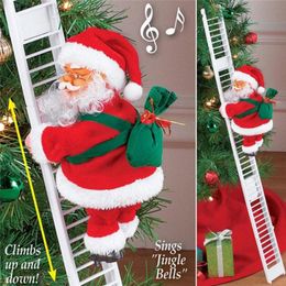 Christmas Decorations Electric Ladder Climbing Santa Claus Red Doll Toy Party Ornament Creative Children Xmas Gifts