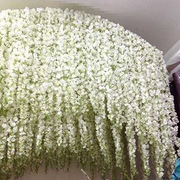 120cm Long Wisteria vine Rattan flowers for Wedding Arch party decoration white Vine Artificial flowers flores Garland Wreath T191029