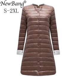 Bang Ultra Light Down Jacket Women Portable Female Winter Long Feather Slim Parkas Stand Collar Womens s 211013