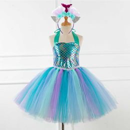 Clothing Sets fish scale dress Children's Mermaid headdress girls' pompous dress show