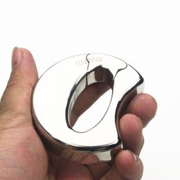 6 Sizes Penis Rings Cockrings Stainless Steel Groove Oval Scrotal Pendant Testicular Ball Stretcher Scrotum Locking Ring Cock Bondage Sex Products BB2-2-106