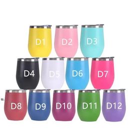 Red wine cup Stainless steel hot coffee mug tumbler double wall egg shape cute with lid water insulated Multi color thermo WHT0228