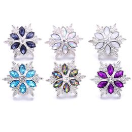 Wholesale Silver Colour Snap Button Women Charms Jewellery findings Crystal Rhinestone 18mm Metal Snaps Buttons DIY Bracelet cloth jewellery