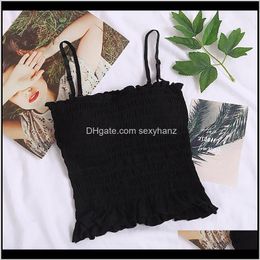 Tanks Camis Tops & Tees Clothing Apparel Drop Delivery 2021 Womens Fashion Belt Vest Sexy Ruffles Seamless Knitted Top With Bra Wireless Spor