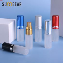 100 Pcs/lot 5ml Frosted Glass Bottle colour Perfume Atomizer Spray Pump Portable Travel Container Cosmetic for Gifthigh qty