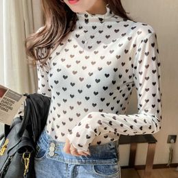 Summer Korean Fashion Mesh T-shirts for Women Vintage Lace Tops Plus Size XXXL White Transparent Office Lady Shirts 210531