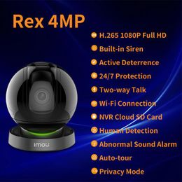 -Caméras Imou Rex 4MP Smart Intérieur Surveillance WiFi Caméra Vue panoramique Vue panoramique Siren Suivi de la sirène bidirectionnelle Talk Talk Ethernet Port