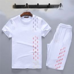 hot summer tracksuit mens Brand cotton silk sports suit short sleeve T-shirt Korean version of thin T-shirt shorts two-piece mens Leisure letter pattern Sweat Suits