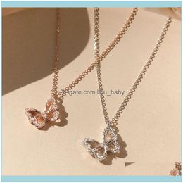Chains Necklaces & Pendants Jewelrychains 925 Sterling Sier Hollow Butterfly Necklace For Women Light Luxury Zircon Clavicle Chain Jewelry G