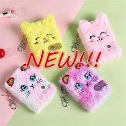 NEWCute Cat Plush Notebook for Girls Decompression Toy Kawaii Pendant Keychain Cats Notebook Planner Journal Book Party Favor RRB12327