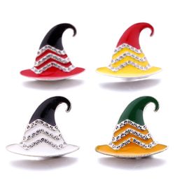 Rhinestone Painting Christmas Hat Snap Button Charms Jewelry findings 18mm Metal Snaps Buttons DIY Bracelet jewellery wholesale