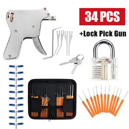 36Pcs Transparent Lock Pick Leather Bag Repair Tool Gasket Set Locksmith tools