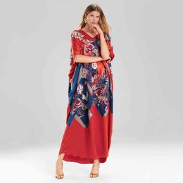 Printed Kaftan Beach Tunic Floral Cover up Saida de Praia Swimsuit Women Bikini cover Pareo Sarong wear #Q1026 210420