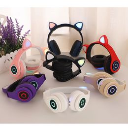 Cat ears luminous head-mounted mobile phone wireless bluetooth headset