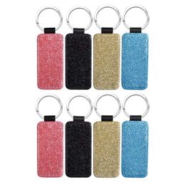 8 Pcs Sublimation Blank Keychain Heat Transfer Pu Leather Keychain Rectangle Shape Keychain for Present Diy Making H0915
