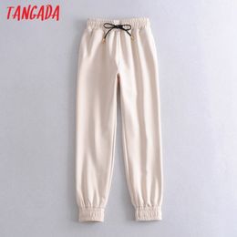 Fashion Woman Beige Women Cargo High Waist Pants Loose Trousers Joggers Female Sweatpants Streetwear QN16 210416