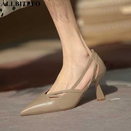 ALLBITEFO pointed toe real genuine leather women heels shoes fashion sexy stiletto high heels high heel shoes basic shoes 210611