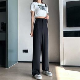 Casual High Waist Loose Wide Leg Pants for Women Autumn Summer Female Floor-Length Black Suits Ladies Trousers 211115