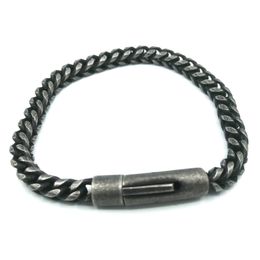 Retro Black Stainless Steel Bracelet Cubic Box Chain Wrist Snap Clasp Bracelets For Men