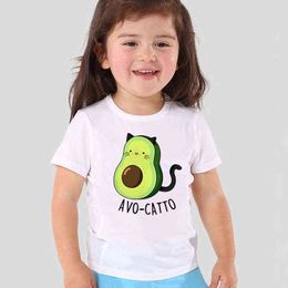 2020 New Korean Cute Avocado Vegan Girls T-shirts Kawaii Cartoon Toddler Baby Boys Kids T shirt Funny Children Tops,oHKP5352 G1224