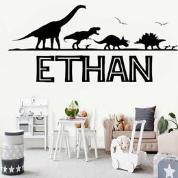 Custom Name Wall Stickers Boys Room Decoration Jurassic Park Vinyl Decals Dinosaur Wall Decor Kids Bedroom Nursery Posters P333 210705