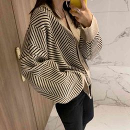 Oversize Women Sweaters Autumn Vintage Cardigans Loose Winter sweater Knitted plus size cardigan knit Button 210417