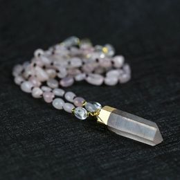 Pendant Necklaces 2021 Top Quality Customizable Natural Stone White Crystal Beads Pink Necklace Designer Yoga Energy Jewellery