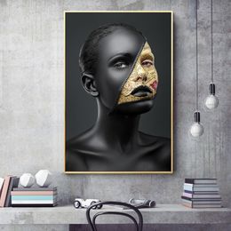 Modern Sexy Woman Dark Skins Canvas Painting Home Decoration Art Poster Wall Pictures For Living Room Girl Prints