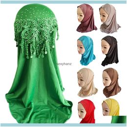 Beanie/Skl Hats Caps Hats, Scarves & Gloves Fashion Aessories One Piece Fl Er Muslim Kids Hijab Girls Hat Amira Instant Scarf Islamic Ready