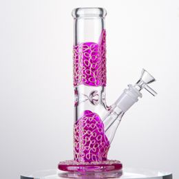 Heady Glass Handwork Hookahs Water Bongs Straight Perc Oil Dab Rigs Glow In The Dark 18mm Female Joint Water Pipes With Diffused Downstem LXMD20107