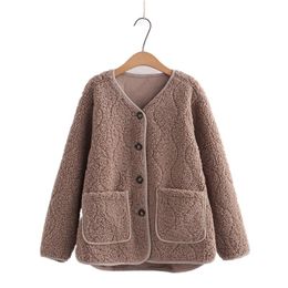 Women's Jackets Solid Lambswool Women Zipper Coats 2021 Winter Long Sleeve O-neck Single-breasted Pocket Thick Wool Liner Outerwear Tops