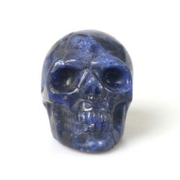 Blue Vein Stone Skull Rock Specimen Healing Reiki Hand Carved Figurine Altar