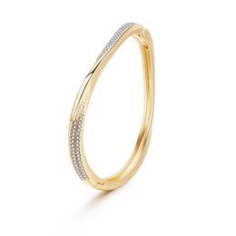 Bangle ORNAPEADIA 2021 Summer Jewellery Gold-plated Crystal Bracelet For Women Minimalist Style Irregular Die-casting Open