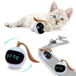 Automatic Cat Ball Toys Interactive Electric USB Rechargeable Self Rotating Indoor Teaser Selfplay Exercise Toys for Pet Kitten 210929