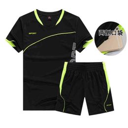 Running Sets Men Sportswear Short sleeve Clothes Fitness Basketball tennis Soccer Plus Size Gym Clothing 2 pieces Sports Suits Y1221