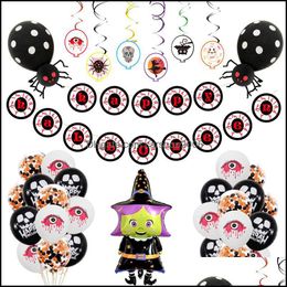 Event Festive Supplies & Garden Set Black White 12Inch Latex Witch Aluminium Foil Balloon Halloween Home Party Decoration Dbc Drop Delivery 2