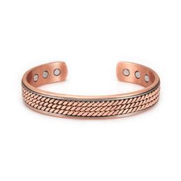 Red Copper Colour Button Pattern Bracelet Promoting Blood Circulation Magnetic Health Bracelet Q0719