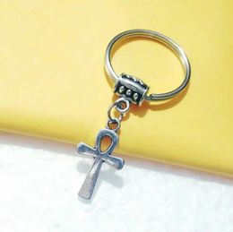 Whole Fashion Ankh cross Charm Keyring Keychain Car Bag Decorations Women Jewelry Y21