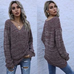 Autumn and winter sweater ladies pullover V-neck long-sleeved mid-length black luxury women's pull snake Harajuku spring 210922