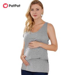 Summer Beautiful Solid Round Neck Sleeveless Nursing Tank Women Maternity Tops Top 210528