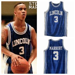Custom Stephon Marbury 3# High School Basketball Jersey College Lincoln Ed Blue Any Name Number Size S-4xl