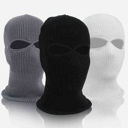 2020 Winter Warm Ski Cycling 2 Hole Balaclava Hood Cap Full Face Mask Outdoor Hiking Warm Face Mask Windproof Y21111