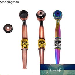 The new Colour skull metal pipe, straight handle with cap portable and easy to clean, factory direct supply pipe glass pipe
